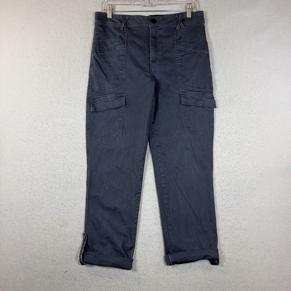 Democracy Ab Solution Cargo Pants Blue Straight Leg Women's 10 Snap up leg